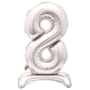 Silver Number 8 Standing Foil Balloon 76cm (Air Fill Only)