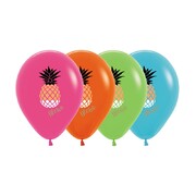 Assorted Aloha Hawaiian Pineapple 30cm Latex Balloons Pk 10