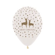 Crystal Clear Merry Christmas Reindeer Latex Balloons Pk 10
