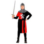 Child Medieval Warrior Knight Costume 8-10 Years Red Black