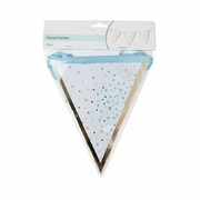 Baby Blue & Gold Paper Flag Bunting Banner 3.5m