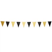 Black & Gold Spot Paper Flag Bunting Banner 4m