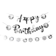 Happy Birthday Silver Disco Ball Bunting Banner 5m