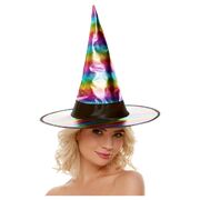Adult Metallic Rainbow Halloween Witch Hat (Pk 1)