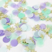 Mermaid Paper Confetti Scatter Mix 20g | Aqua Purple & Light Blue Discs with Gold Stars for Balloons