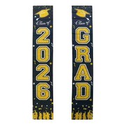 Class of 2026 & Congrats Grad Hanging Banner Set 2 Pack Black Gold Couplets 30cm x 180cm 