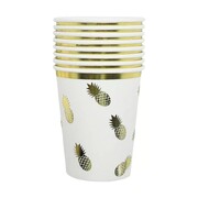 Pineapple Gold Foil Paper Cups Pk 8 266ml 9oz