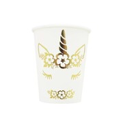 Unicorn Gold Foil Paper Cups Pk 8 266ml