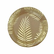 Kraft Brown Gold Palm Leaf Paper Plates 23cm Pk 8