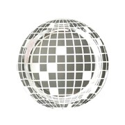 Disco Mirror Ball Paper Plates Round 23cm Pk 8