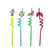 Reusable Plastic Spiral Novelty Universal Straws Pk 4