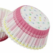 Rainbow Dots & Stripes Paper Cupcake Cups Cases Pk40