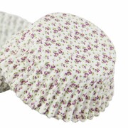 Purple Flowers Paper Cupcake Cups Cases Pk 40