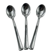 Reusable Metallic Silver Plastic Tea Spoons Pack of 48 | 13cm Party Cutlery