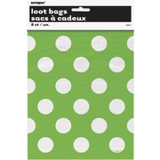 Lime Green & White Polka Dot Loot Bags Pk 8