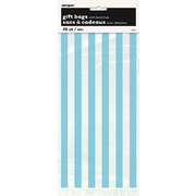 Clear Cello Bags With Pale Blue Stripes Pk 20 