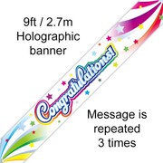 Colourful Congratulations Foil Banner 2.7m | Multicolour Party Decoration