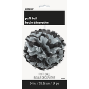 Black & Silver Decorative Tissue Paper Pom Pom (35cm) Pk 1