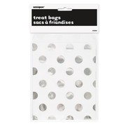 White Paper Loot Bags with Silver Foil Dots Pk 8