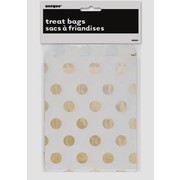 White Paper Loot Bags with Gold Foil Dots Pk 8