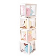 White Balloon Box Blocks Kit Pack of 4 | BABY & LOVE Balloon Cubes Display Boxes