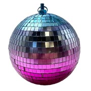 Blue Silver Pink Disco Mirror Ball 15cm | Hanging Rainbow Party Decoration