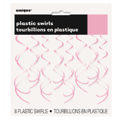 Pale Pink Hanging Swirl Decorations - 12 Packs of 8