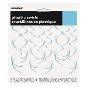 Pale Blue Hanging Swirl Decorations - 12 Packs of 8