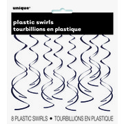 Black Hanging Swirl Decorations Pk 8