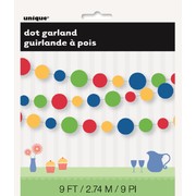 Dots Garland Green, Red, Yellow & Blue Pk1 9ft
