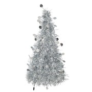 Silver Tinsel Christmas Tree Centrepiece Decoration (25cm) Pk 1