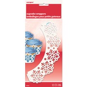 Christmas White Snowflake Cupcake Wraps Pk 12 