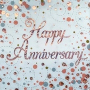 Rose Gold Sparkling Fizz Happy Anniversary Lunch Napkins 3 Ply (Pk 16)