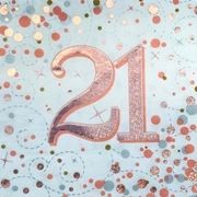 Rose Gold Sparkling Fizz 21 Lunch Napkins 3 Ply (Pk 16)