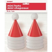 Mini Cardboard Santa Hats with Pom Pom Pk 8
