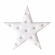 LED White Star Table Decoration with Decorative Baubles | Battery Operated Light Up Star 27cm