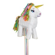 White Unicorn Pull String Pinata Pk 1
