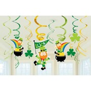 St. Patrick's Day Hanging Swirl Decorations Pk 12