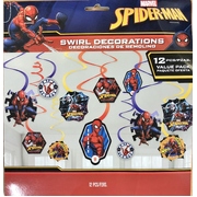 Spiderman Hanging Swirl Decorations (Pk 12)