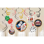 Casino Roll The Dice Hanging Swirl Decorations Pk 12