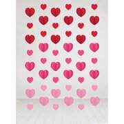 Ombre Red Pink Hanging Hearts Decoration (6 Strings, 2.1m)