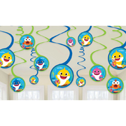 Baby Shark Hanging Swirls Decorations (Pk 12)