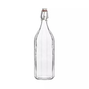 Round Panelled Glass Bottle with Stopper 1000ml (Pk 1)