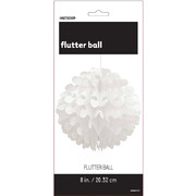 White Flutter Ball Decoration 20cm Pk 1 
