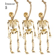 Mini Hanging Skeletons Halloween Decorations 3 Pack - 15cm Jointed Skeletons