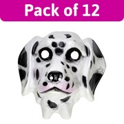 Adult Dalmatian Dog PVC Face Masks Bulk Pack of 12 | Black & White Animal Costume Masks