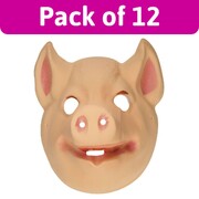 Adult Pig PVC Face Masks Bulk Pack of 12 | Animal Costume Masks