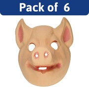 Adult Pig PVC Face Masks Bulk Pack of 6 | Animal Costume Masks