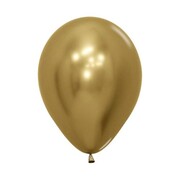 Reflex Chrome Gold Latex Balloons 5 Inch (12cm) Pack of 20 | Professional Metallic Balloons