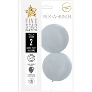 Pick-A-Bunch Metallic Silver 60cm Round Latex Balloons Pk 2